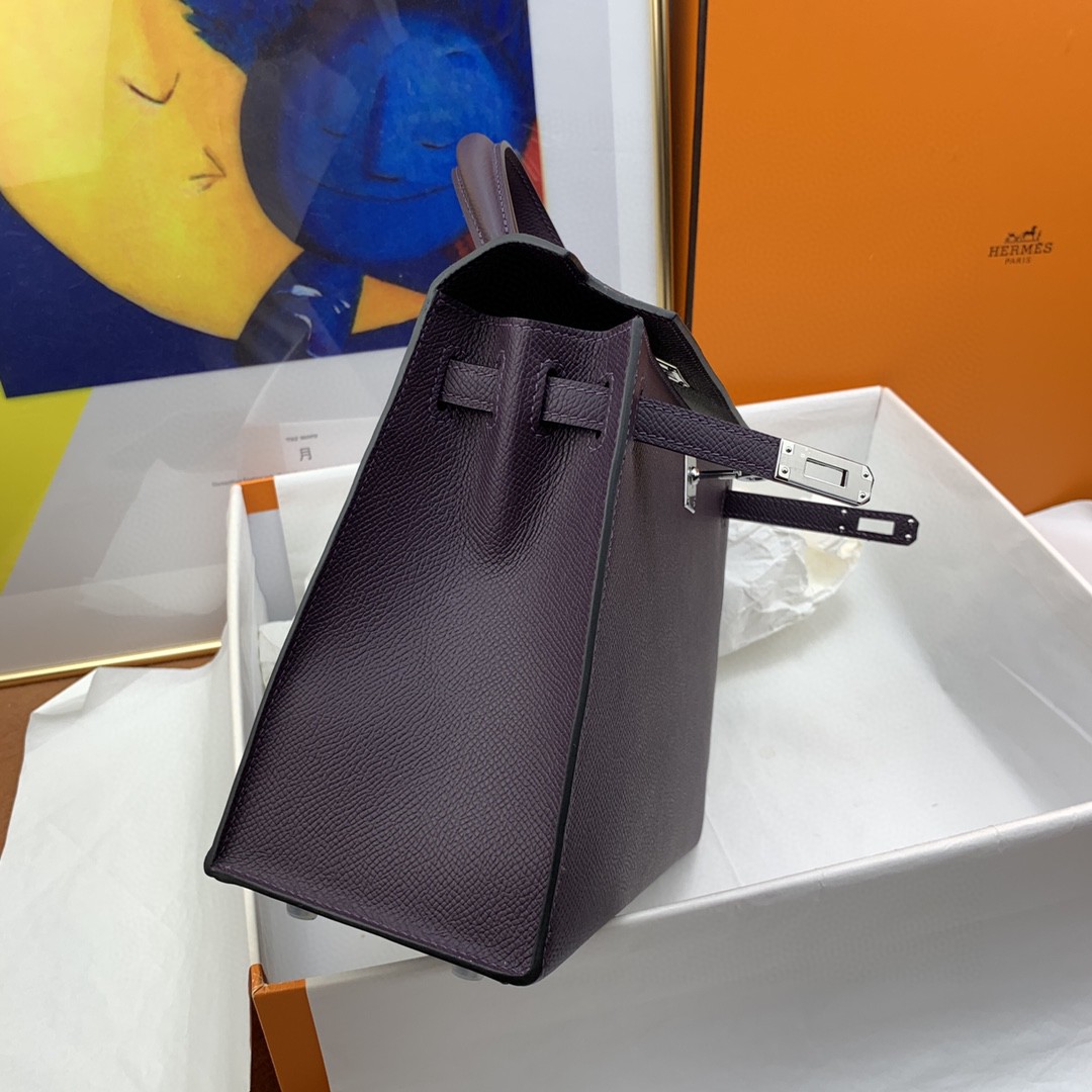 H**me5 Kelly 25 Sellier Epsom Dark Purple Bag For Women, Women’s Handbags, Shoulder Bags 10in/25cm