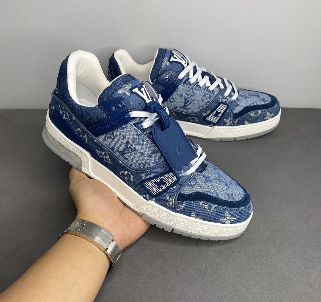 L0vis Vvtt0n Trainer Sneaker Rubber Monogram Denim Blue Virgil Abloh For Men LV