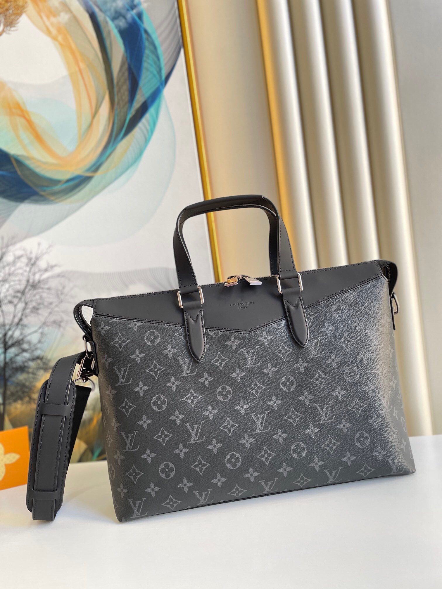 L0vis Vvtt0n Briefcase Explorer Monogram Eclipse Canvas For Men, Men’s Bags, Shoulder And Crossbody Bags 15.4in/39cm LV M40566
