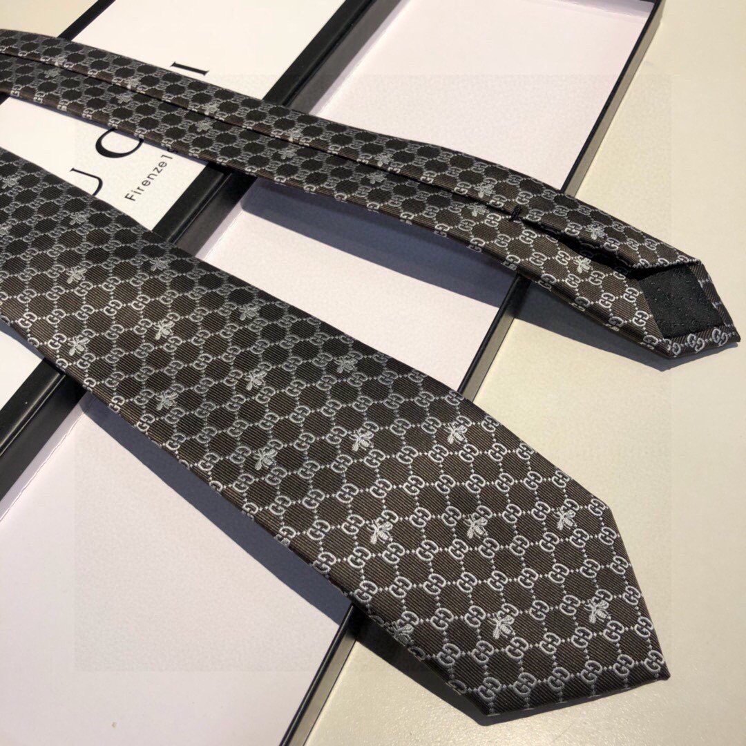 Gvc*1 GG Bees Silk Tie Black GG Men Tie 545078 4E002 1062