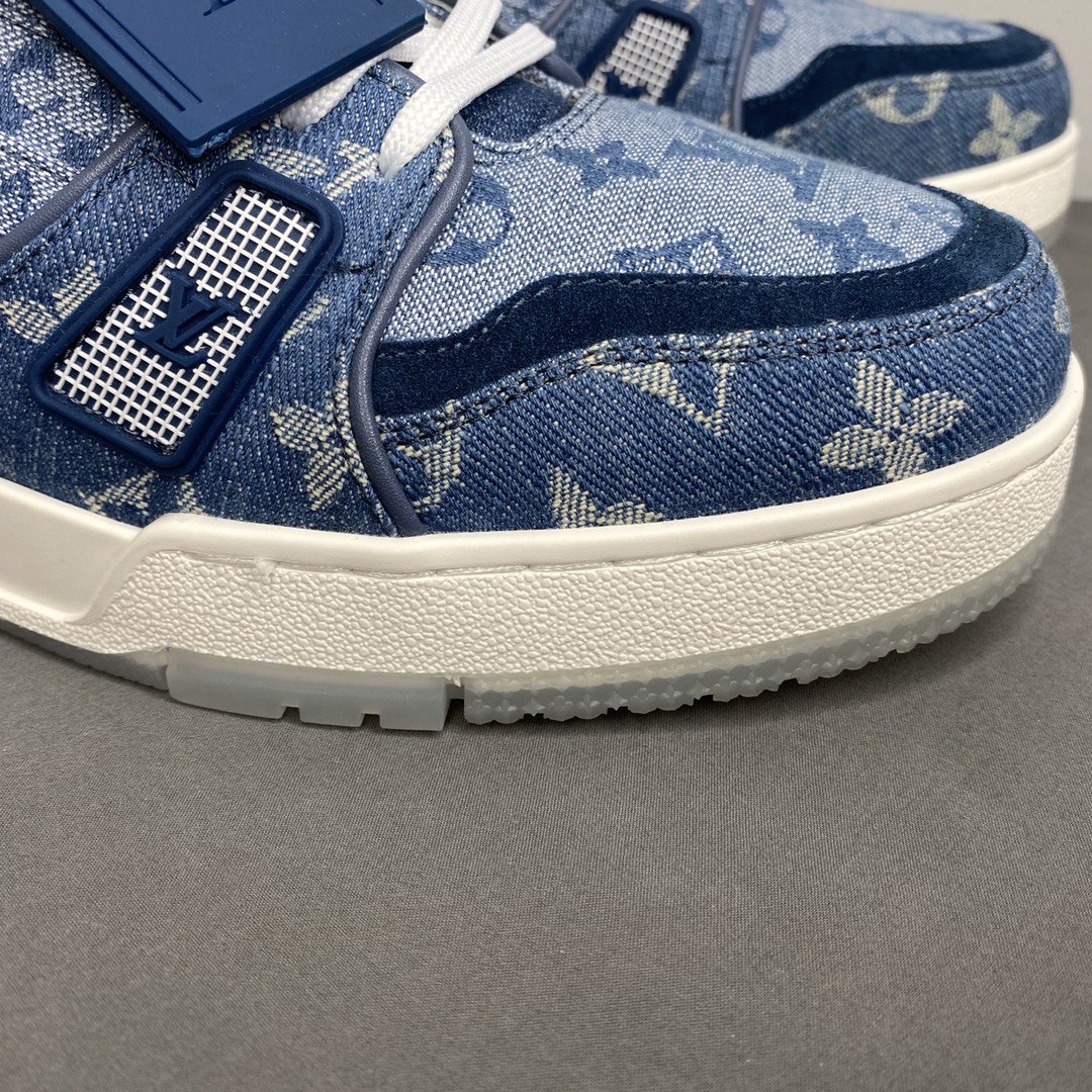 L0vis Vvtt0n Trainer Sneaker Rubber Monogram Denim Blue Virgil Abloh For Men LV