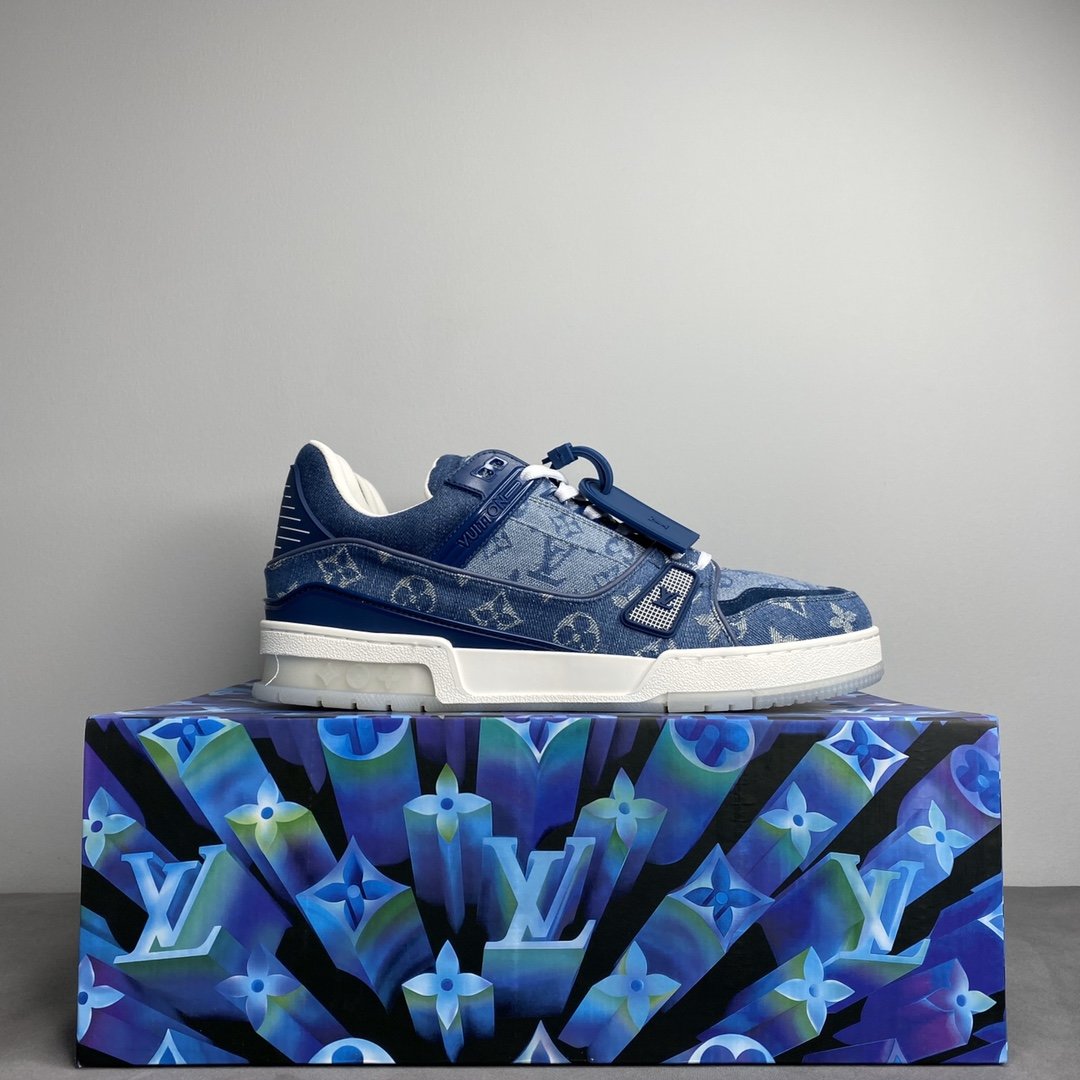 L0vis Vvtt0n Trainer Sneaker Rubber Monogram Denim Blue Virgil Abloh For Men LV