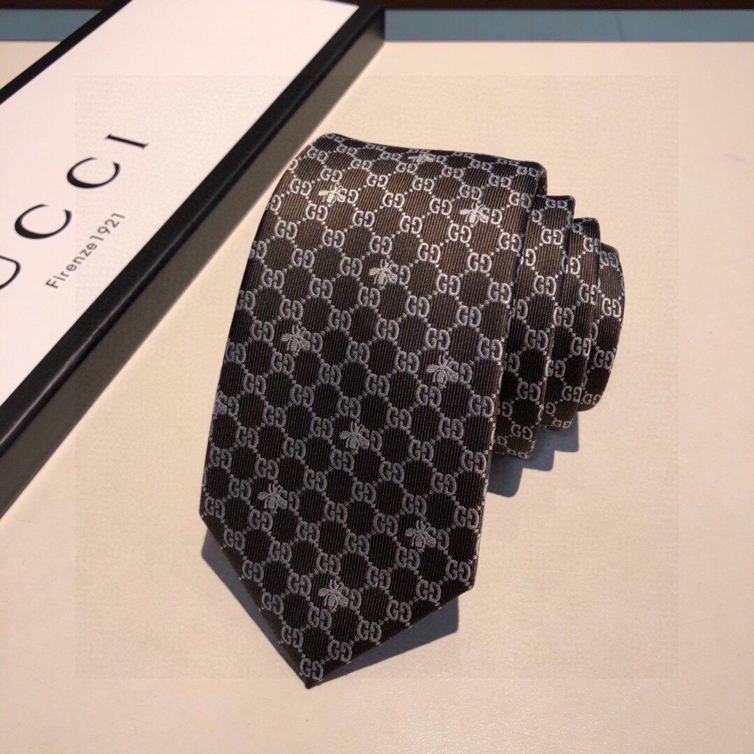 Gvc*1 GG Bees Silk Tie Black GG Men Tie 545078 4E002 1062