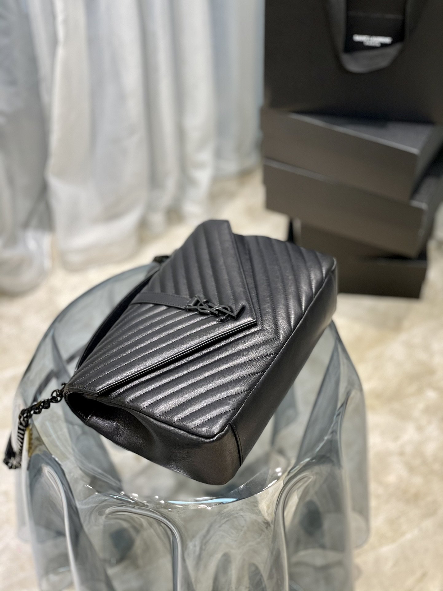 Sa1nt Lau*nt College Large Chain Bag Black With Metal Toned Hardware For Women 12.6in/32cm Y51 600278BRM081000
