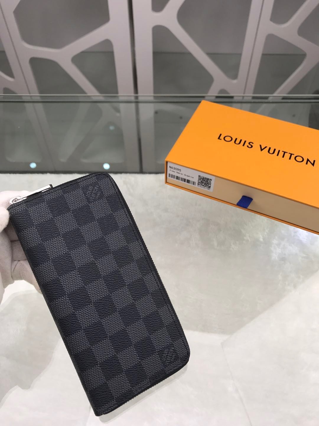 L0vis Vvtt0n Zippy Wallet Vertical Damier Graphite Canvas For Men, Men’s Wallet 7.9in/20cm LV N63095