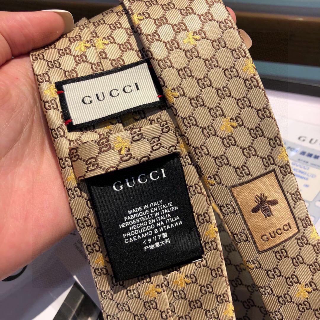 Gvc*1 GG Bees Silk Tie Beige GG Men Tie 545078 4E002 9764
