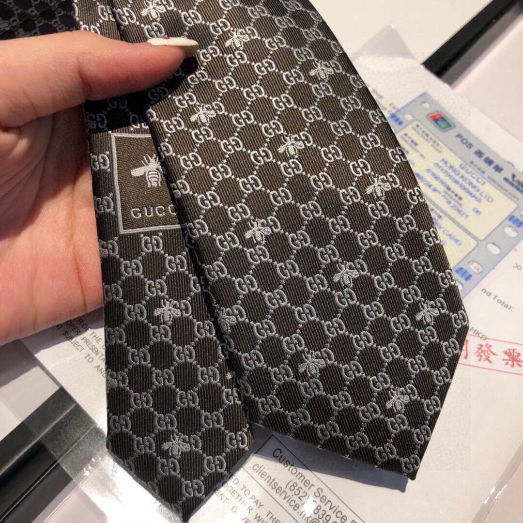 Gvc*1 GG Bees Silk Tie Black GG Men Tie 545078 4E002 1062