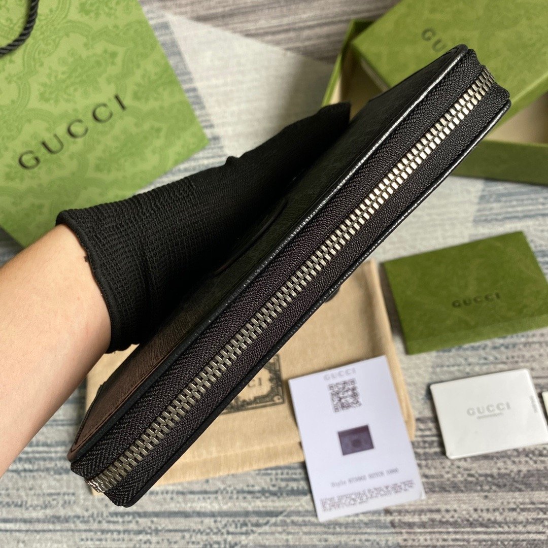 Gvc*1 Ophidia GG Zip Around Wallet With Interlocking G Black For Men 8in/19cm GG