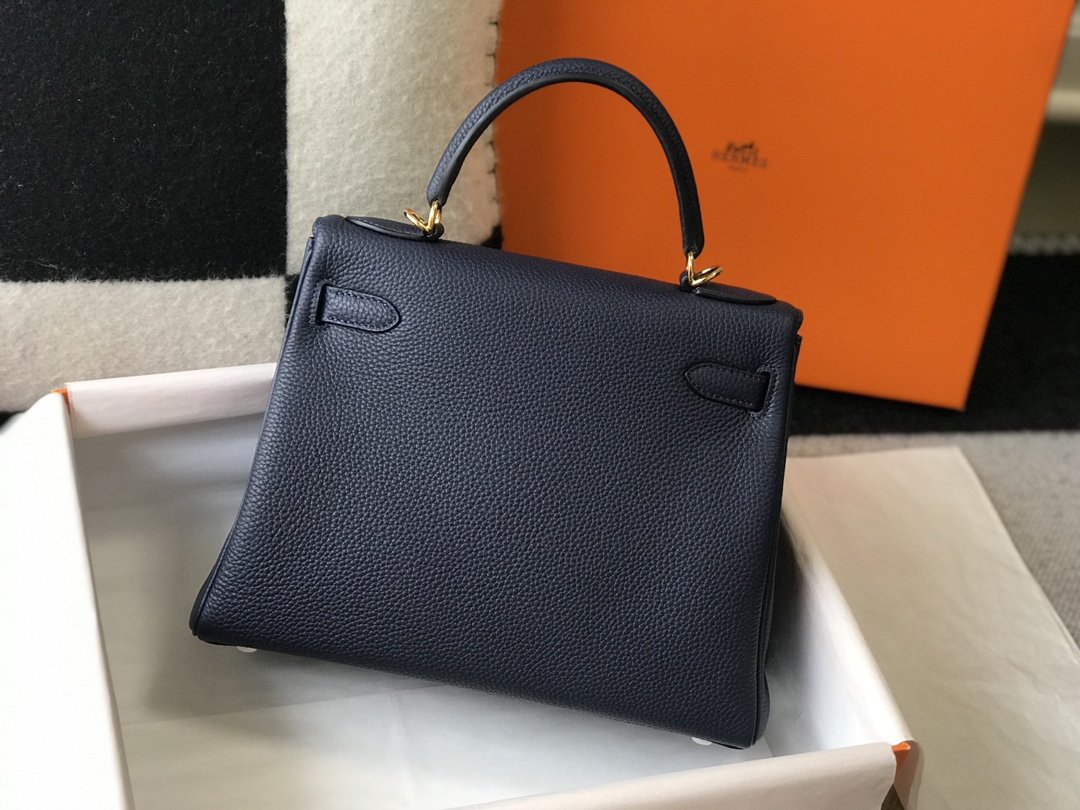 H**me5 Kelly 32 Taurillon Clemence Blue Nuit Bag For Women, Women’s Handbags, Shoulder Bags 12.5in/32cm