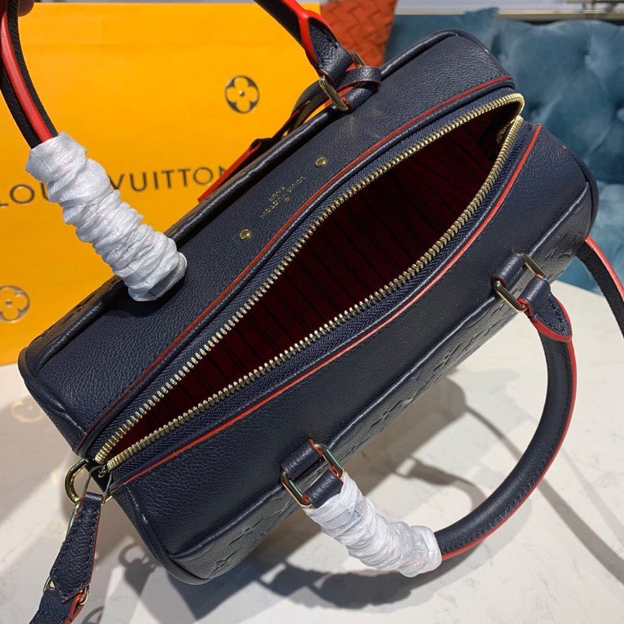 L0vis Vvtt0n Speedy Bandouliere 25 Monogram Empreinte Navy Blue For Women, Women’s Handbags, Shoulder And Crossbody Bags 9.8in/25cm LV