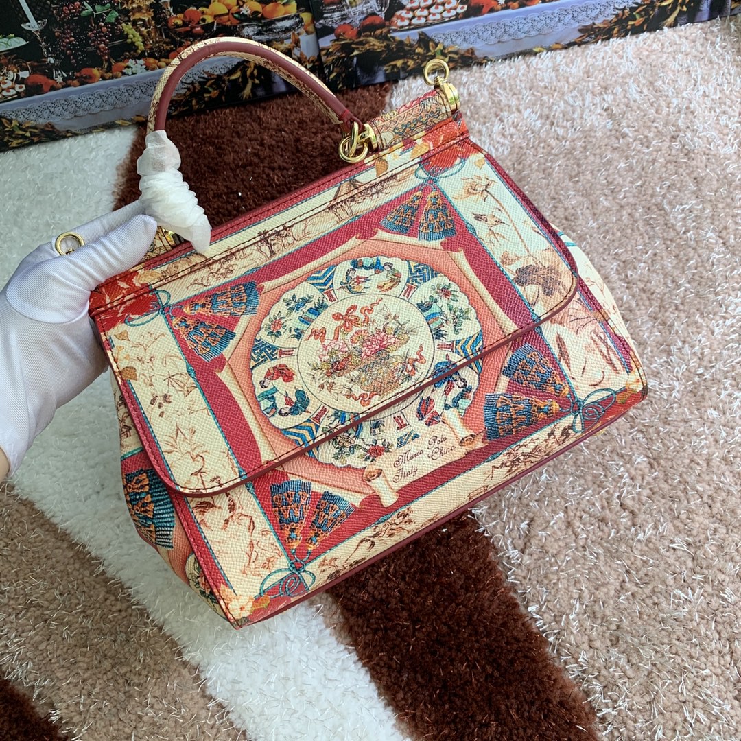 Dolce & Gabbana Medium Sicily Handbag Unique Print Motifs Muticolour For Women 10.2in/26cm DG