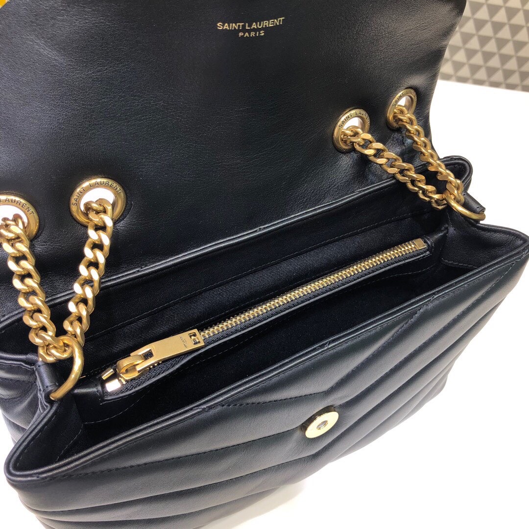 Sa1nt Lau*nt Loulou Small Chain Bag In Matelassé “Y” Black For Women 9.8in/23cm Y51 494699DV7271000