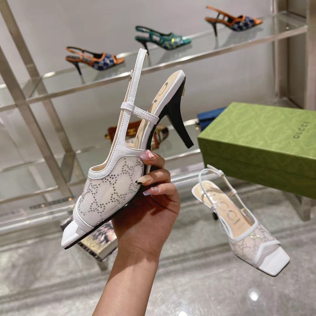 Gvc*1 Women’s GG Slingback Mid-Heel Pump White For Women GG
