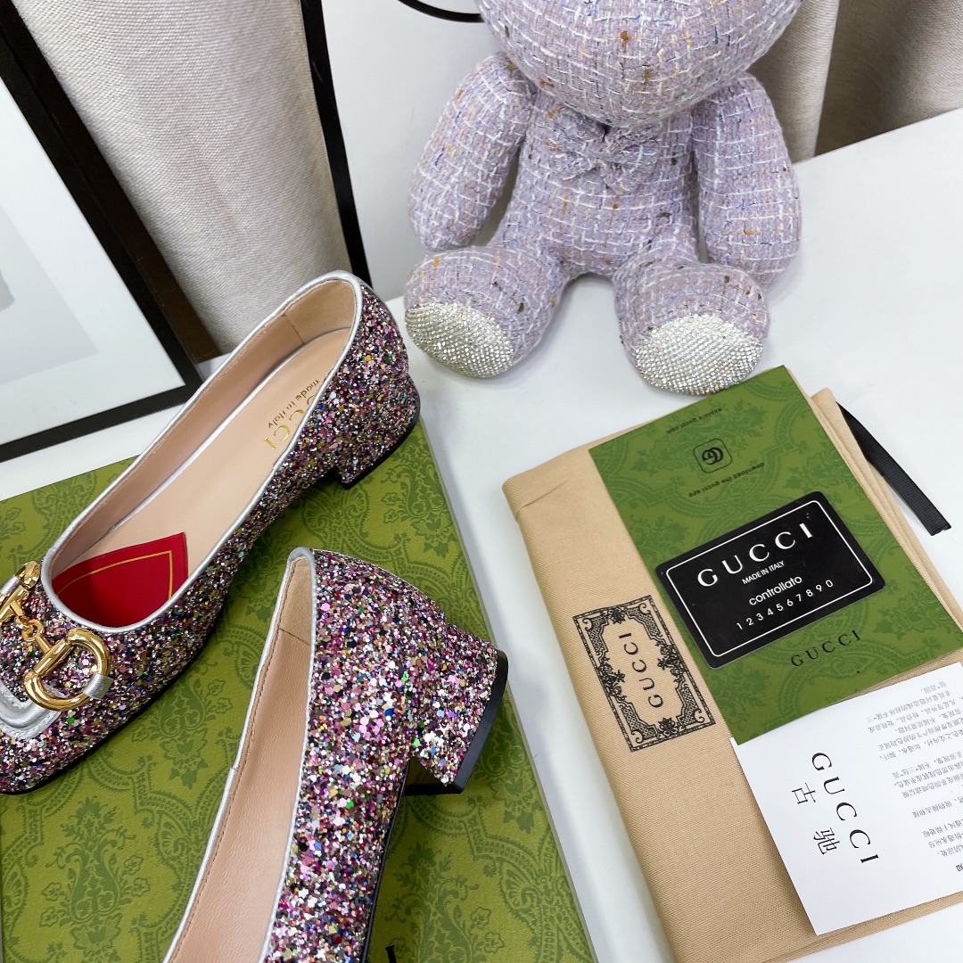 Gvc*1 Lovelight Crystal Ballet Flat With Horsebit Multicolor For Women GG 707703 KSP20 8461