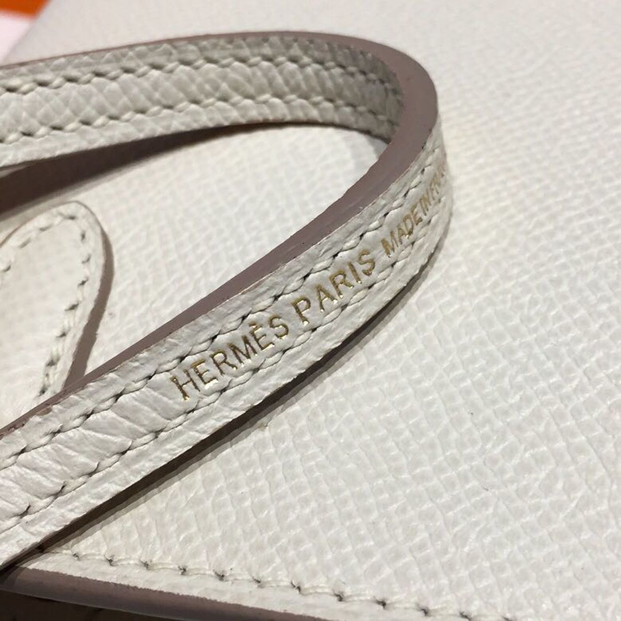 H**me5 Mini Kelly White For Women Gold Toned Hardware 7.5in/19cm