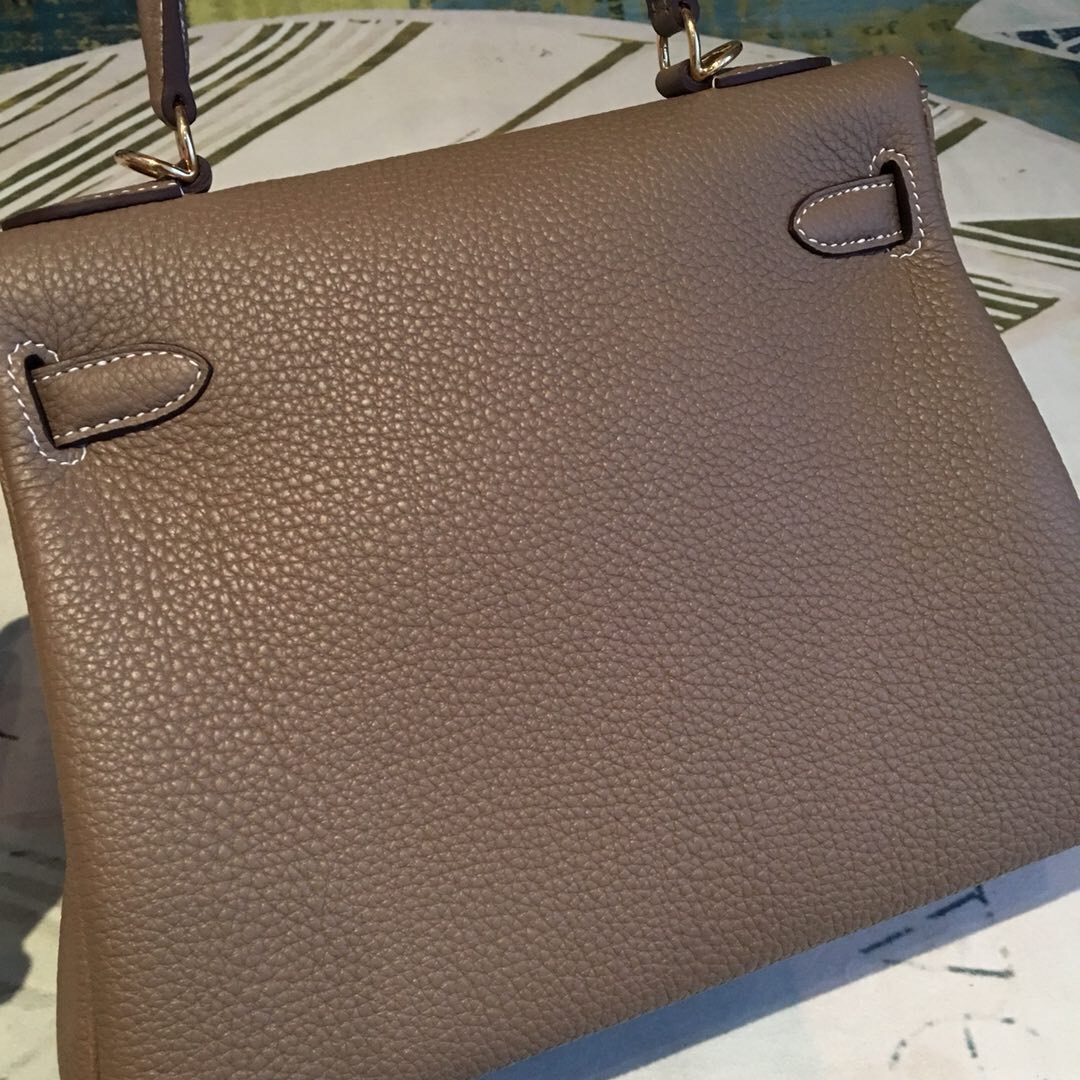 H**me5 Kelly 28 Greige Bag With Gold Toned Harware For Women, Women’s Handbags, Shoulder Bags 11in/28cm