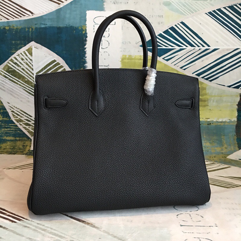 H**me5 Birkin Black For Women Silver Toned Hardware 11.8in/30cm