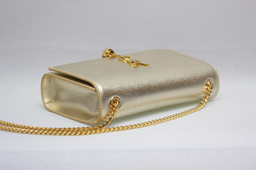 Sa1nt Lau*nt Kate Chain Wallet With Tassel Yellow Copper For Women 10.2in/26cm Y51