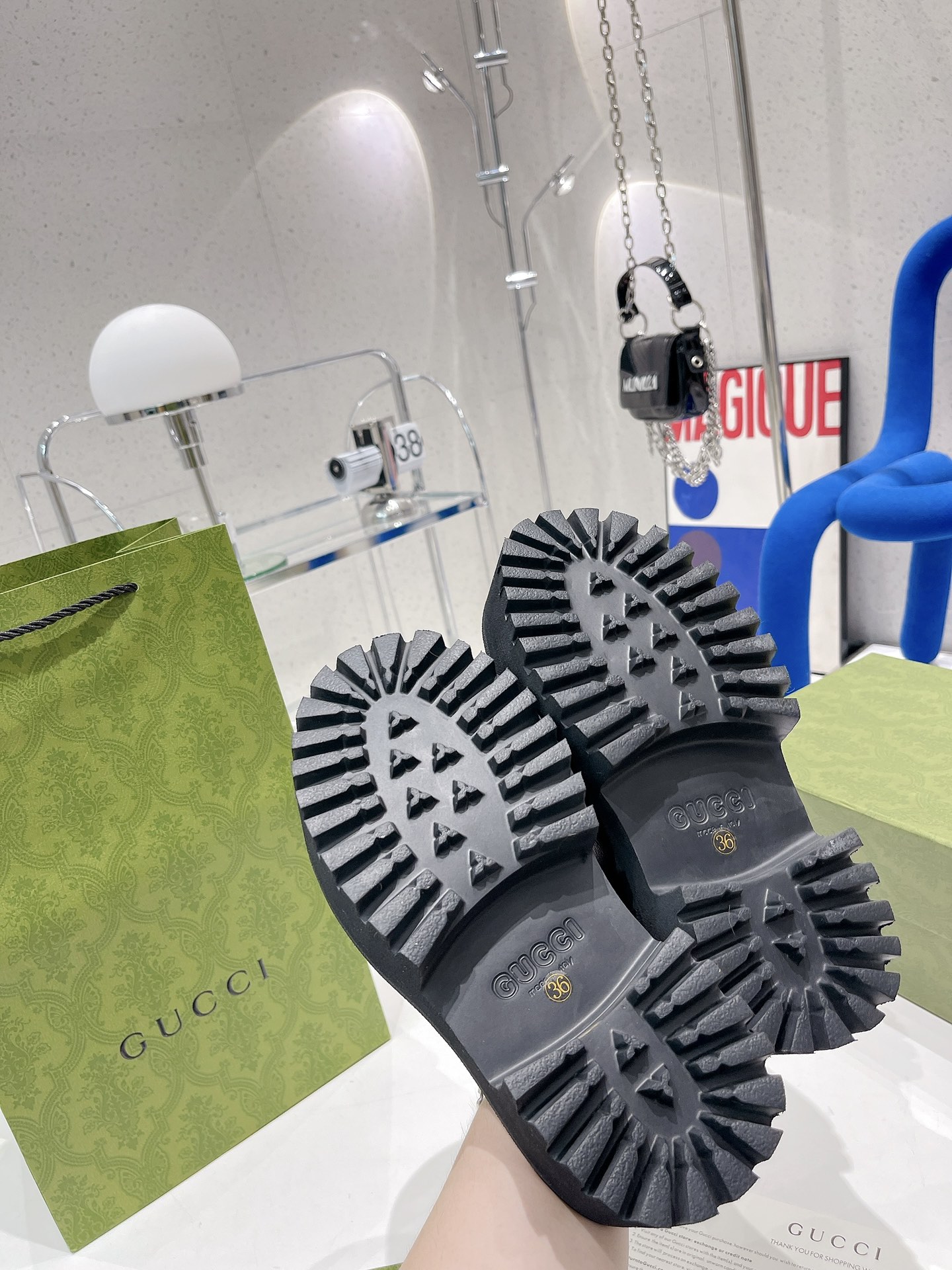 Gvc*1 Women’s Platform Perforated G Sandal Black For Women GG ‎663577 JFB00 1000
