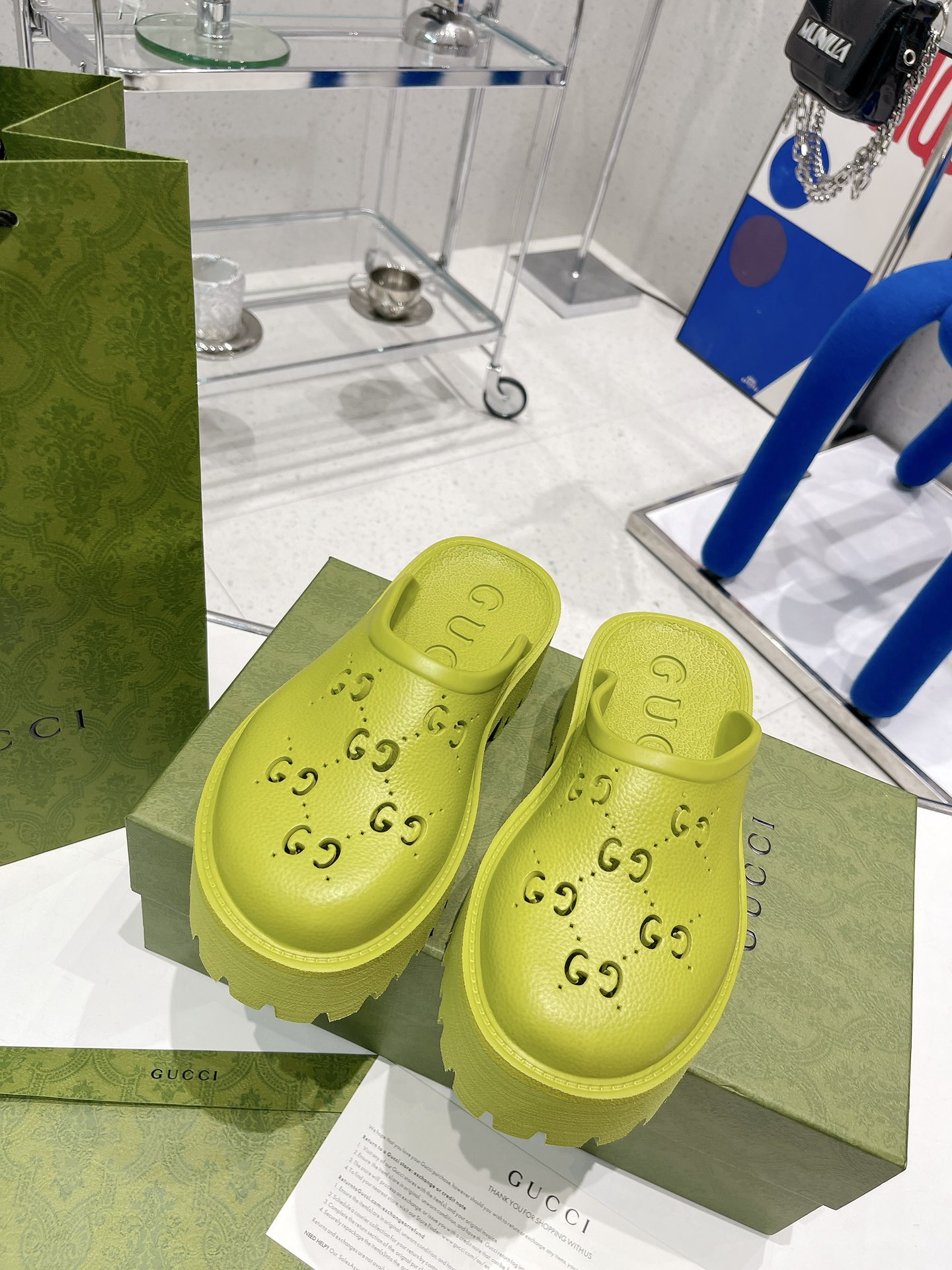 Gvc*1 Women’s Platform Perforated G Sandal Light Green For Women GG