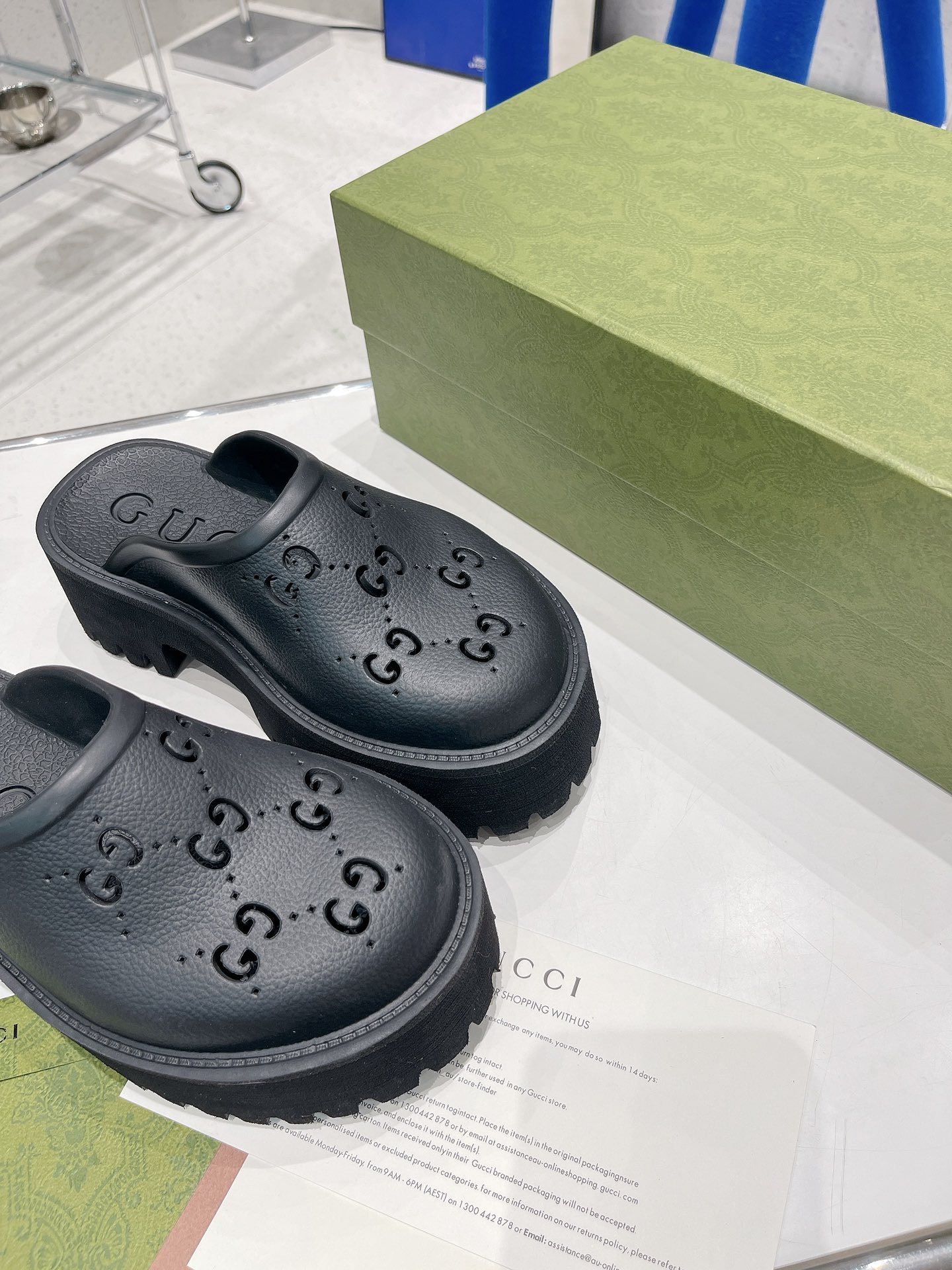 Gvc*1 Women’s Platform Perforated G Sandal Black For Women GG ‎663577 JFB00 1000