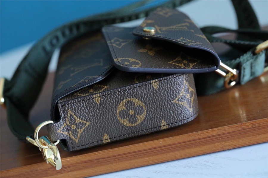 L0vis Vvtt0n Felicie Strap & Go Monogram Canvas Khaki Green For Women, Women’s Wallets 6.7in/17cm LV M80091