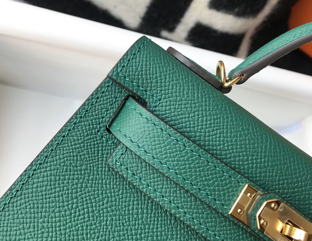 H**me5 Kelly 19 Green With Gold Toned Hardware Bag For Women, Women’s Handbags, Shoulder Bags 7.5in/19cm