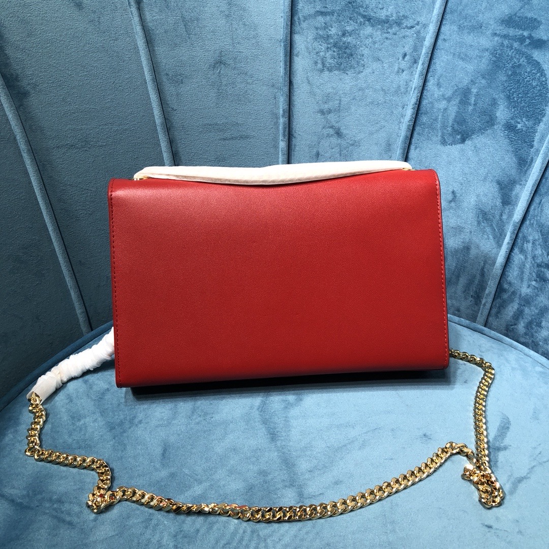 Sa1nt Lau*nt Kate Medium Chain Bag With Tassel In Grain De Poudre Red For Women 9.4in/24cm Y51