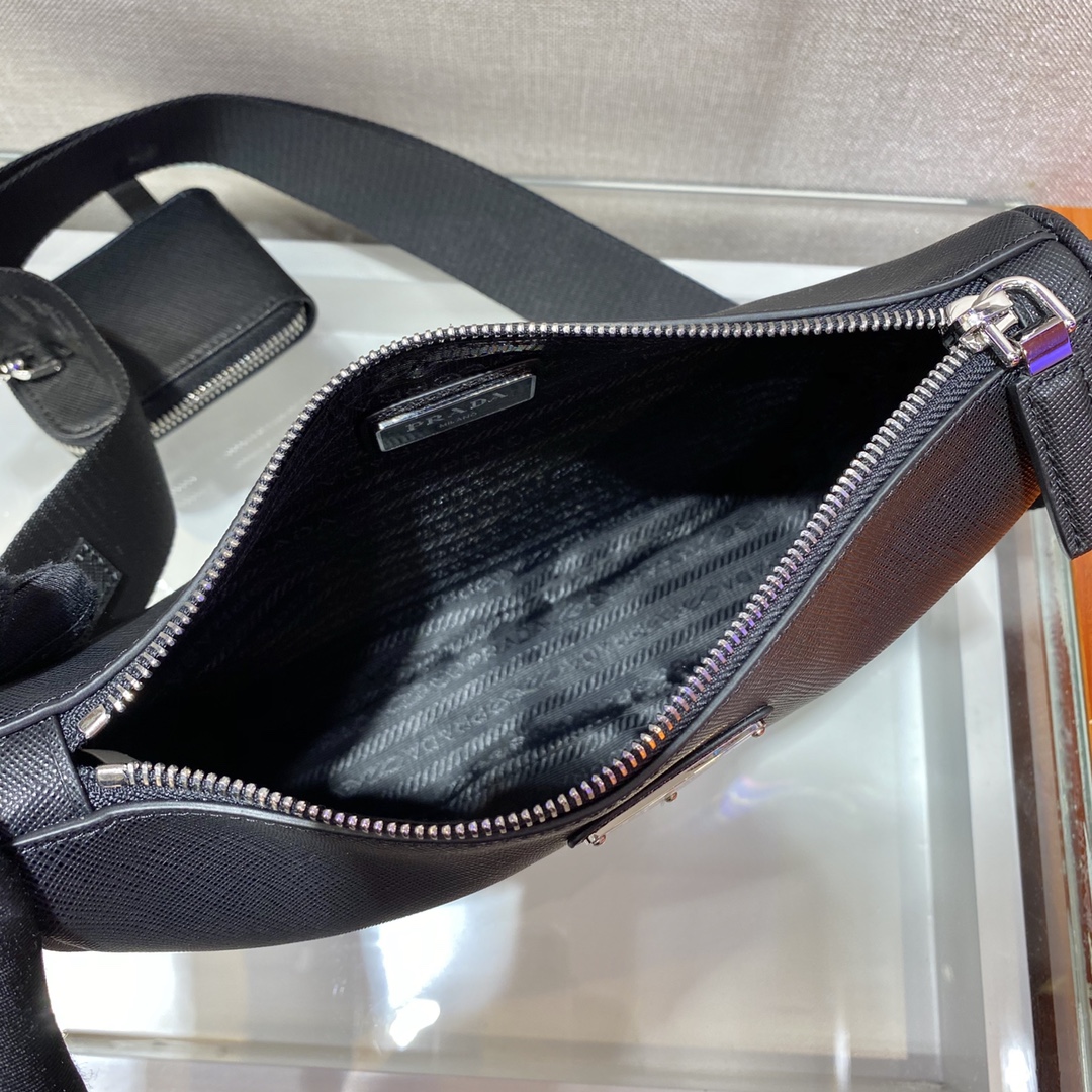 Pra*a Re-Nylon And Saffiano Shoulder Bag Black For Women, Women’s Bags 9.4in/24cm 2VH113_2DMH_F0002_V_OOP
