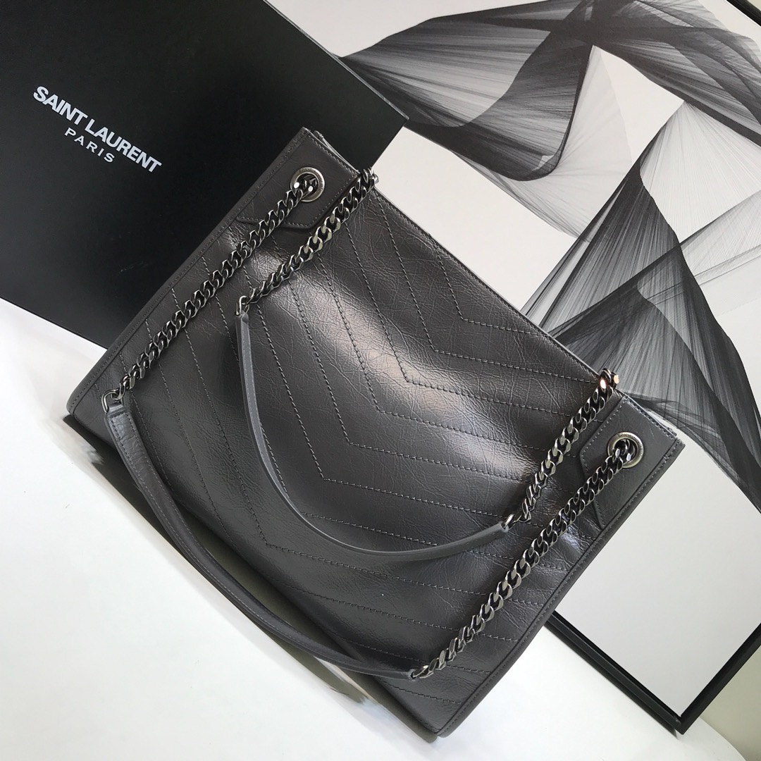 Sa1nt Lau*nt Niki Medium Shopping Bag Gray For Women 12.6in/32cm Y51 577999