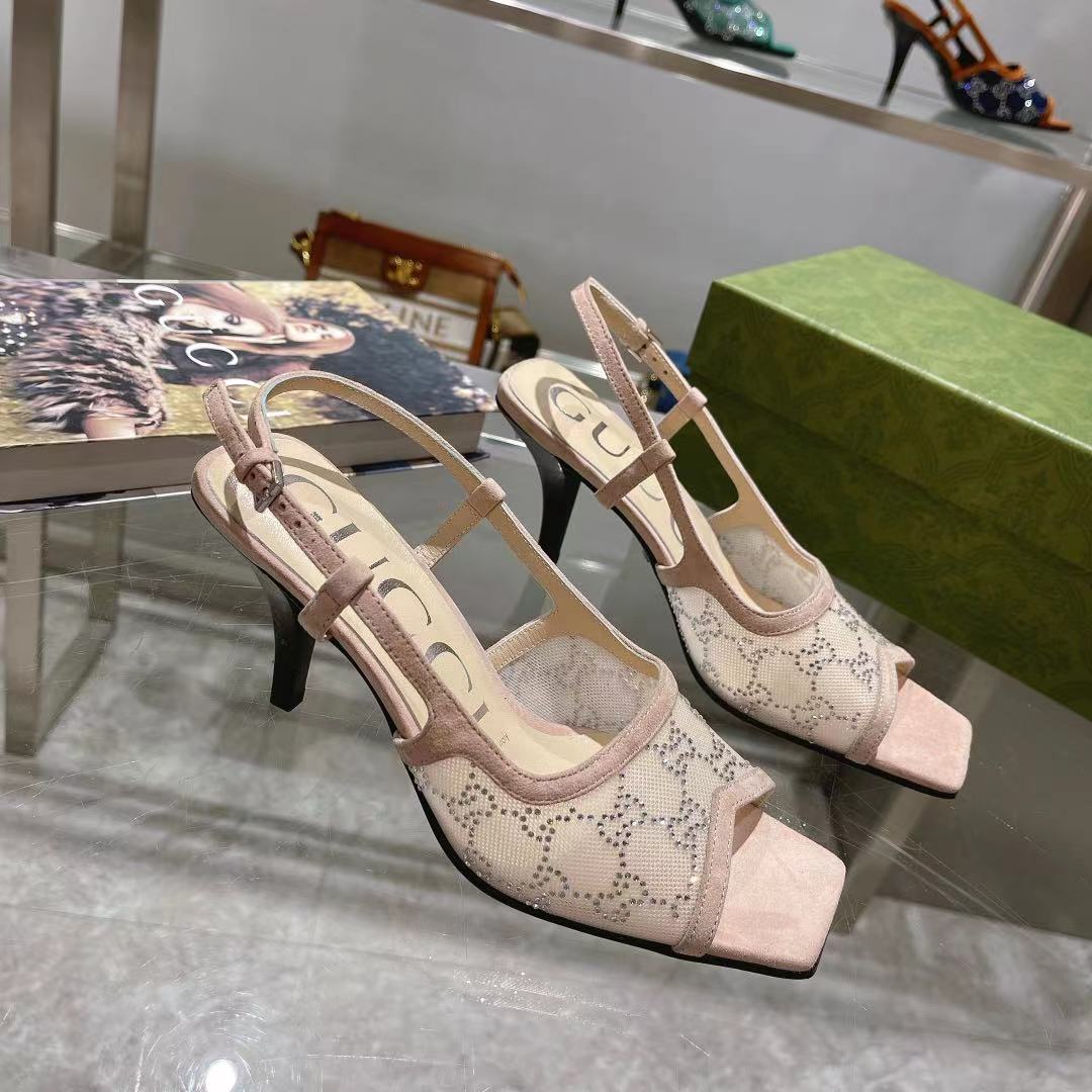 Gvc*1 Women’s GG Slingback Mid-Heel Pump Beige For Women GG