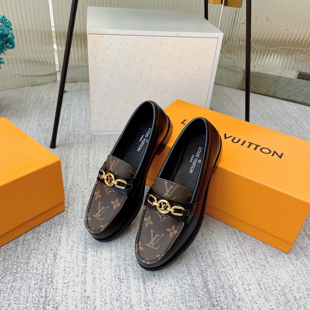 L0vis Vvtt0n Women’s Chess Flat Loafe Black And Brown For Women LV