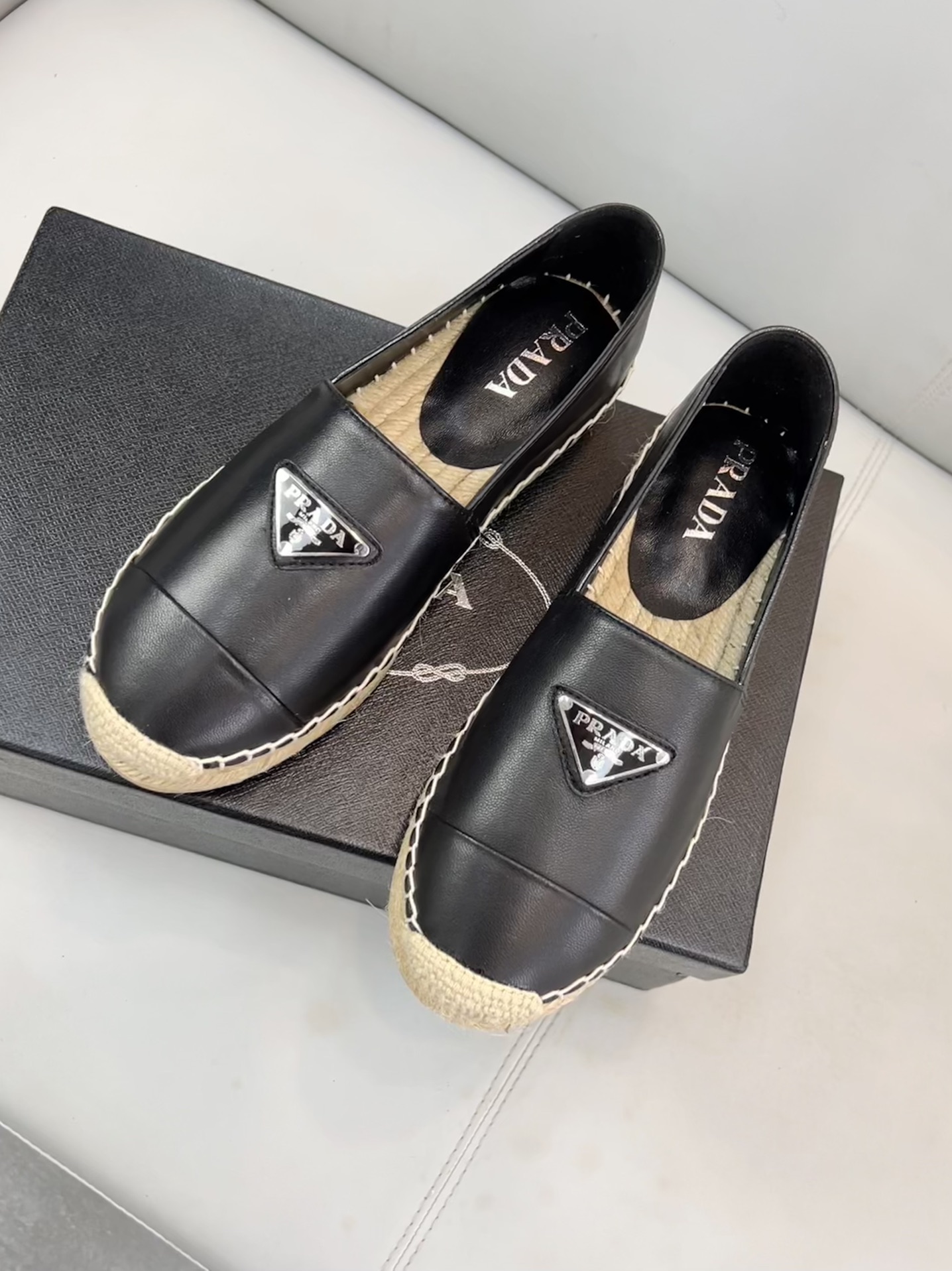 Pra*a Nappa Espadrillas Black For Women 0.8in/20mm PRD