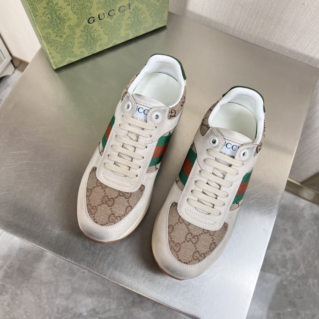 Gvc*1 Men’s GG Sneaker With Web Green For Men GG Shoes 669698
