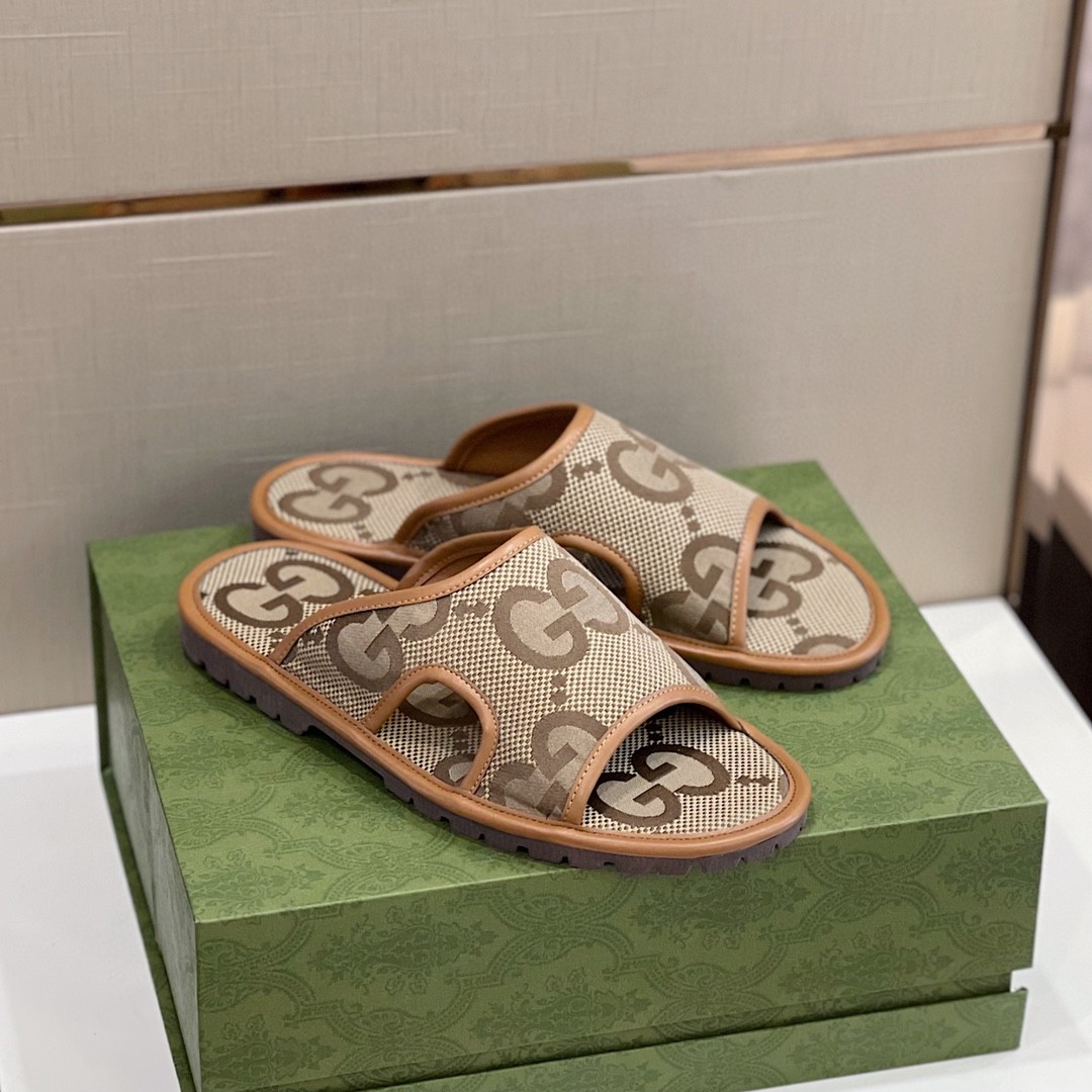 Gvc*1 Men’s Maxi GG Svp*me Slide Sandal Brown And Beige For Men 624879