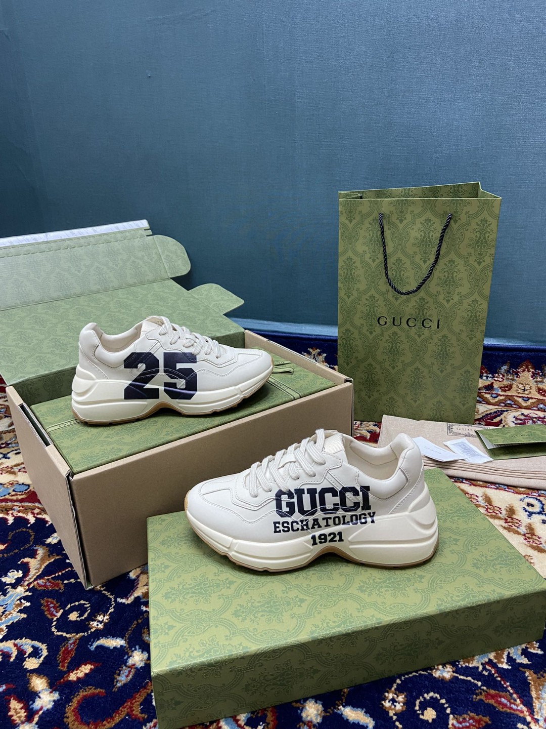 Gvc*1 Women’s Rhyton Sneakers With 25 White Ivory For Women 663339 2SH00 9522
