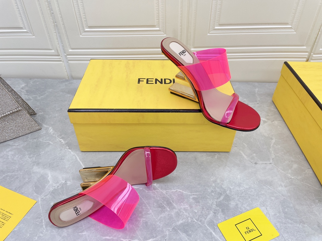 F**di First Pink Transparent High-Heeled Sandals For Women