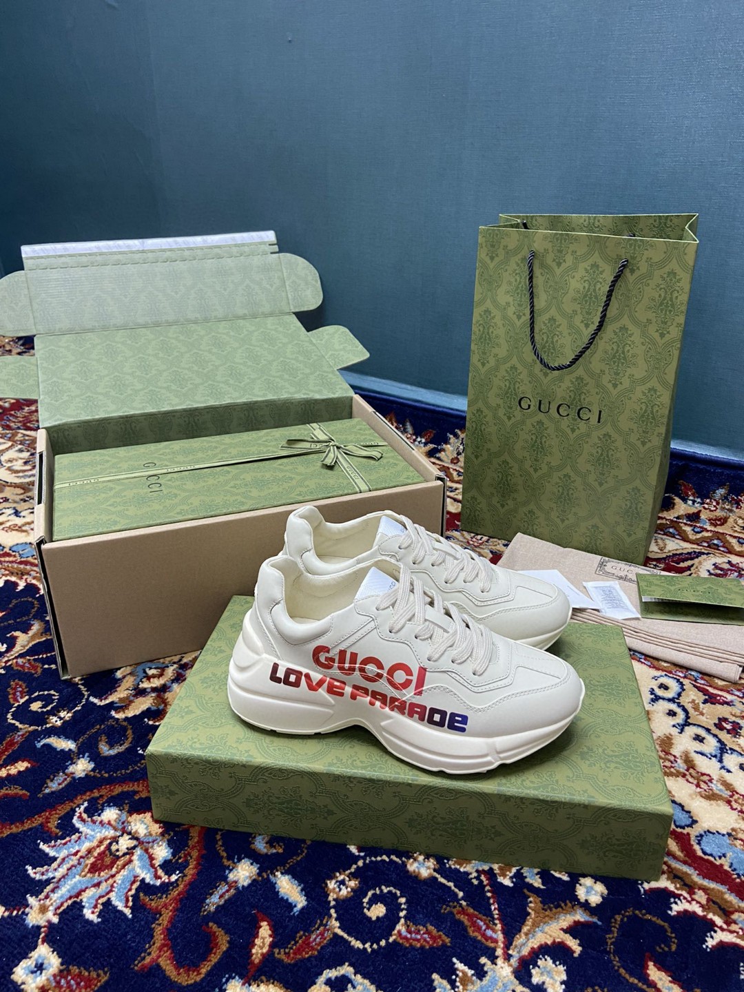Gvc*1 Men’s Rhyton Sneakers With Gvc*1 Love Parade Red White Ivory For Men 524990