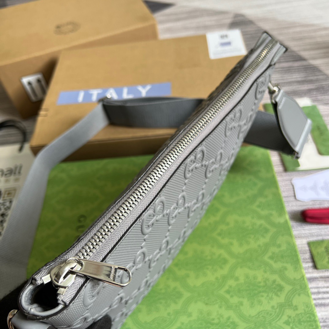 Gvc*1 GG Embossed Medium Messenger Bag Grey GG Embossed For Men 12in/31cm GG