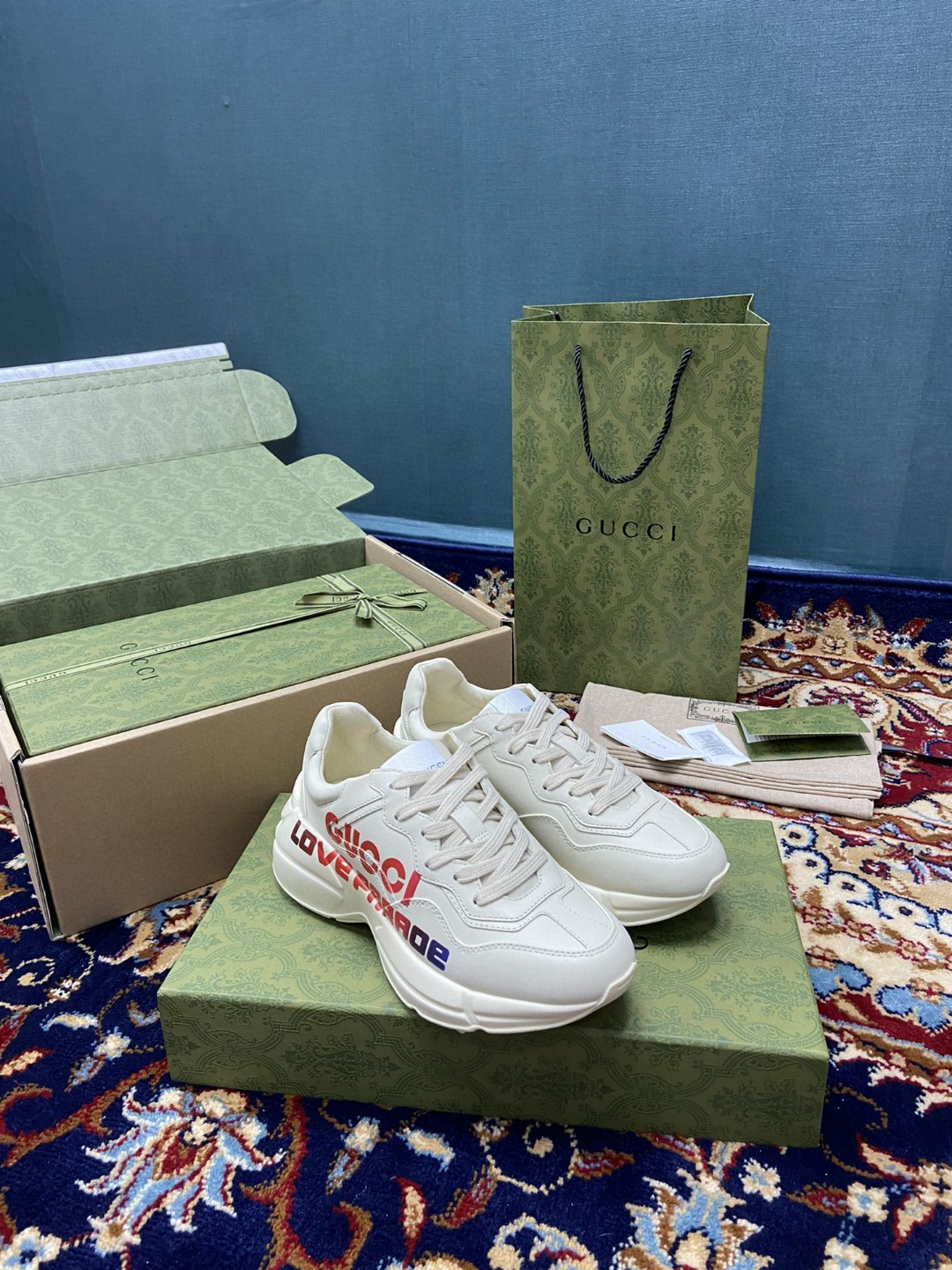Gvc*1 Men’s Rhyton Sneakers With Gvc*1 Love Parade Red White Ivory For Men 524990