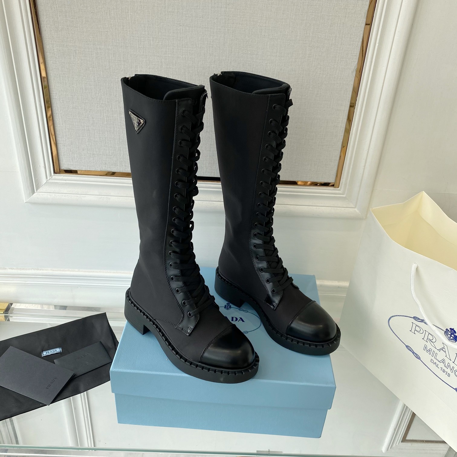 Pra*a Brushed And Re-Nylon Boots Black For Women PRD 1W906M_3LLB_F0002_F_D050