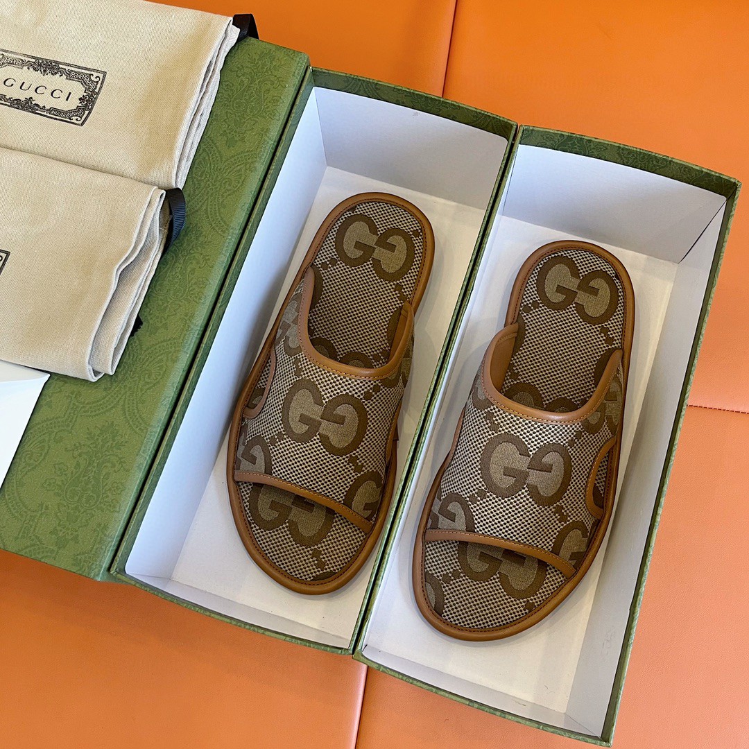 Gvc*1 Men’s Maxi GG Svp*me Slide Sandal Brown And Beige For Men 624879