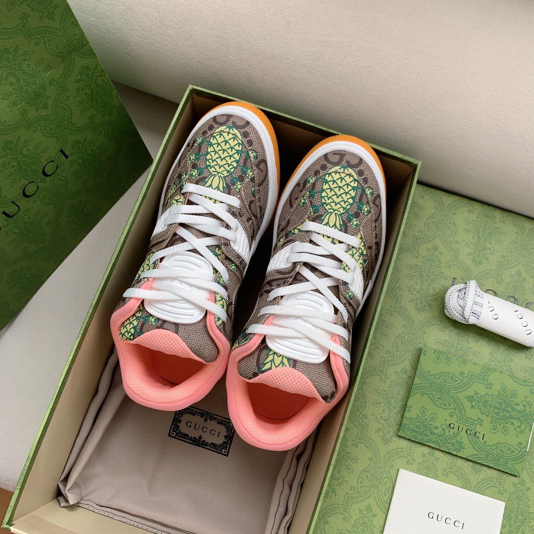 Gvc*1 Women’s Basket Sneaker Print Pineapple Brown Pink For Women 661301