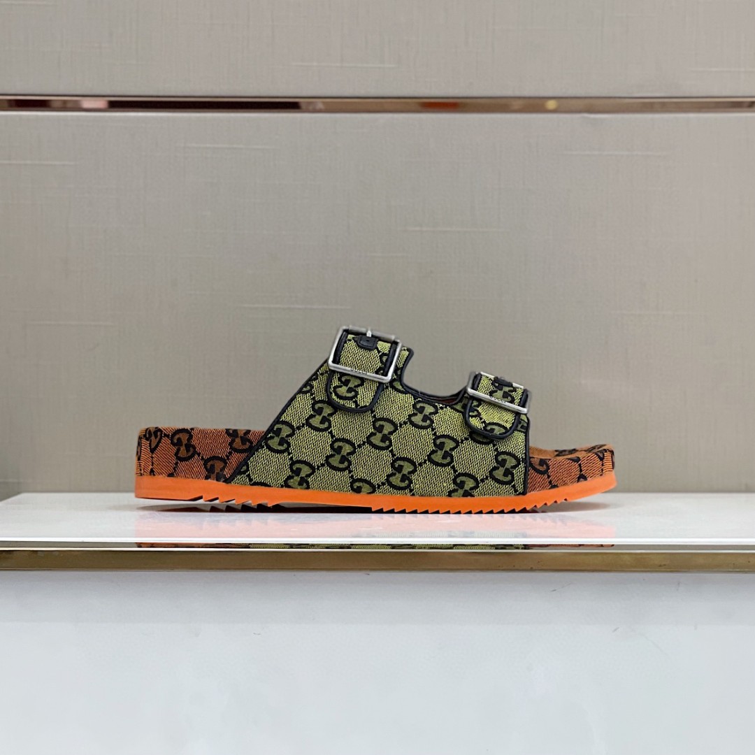 Gvc*1 Women’s Slide Sandal With Straps Orange And Green For Women 658020 2HK60