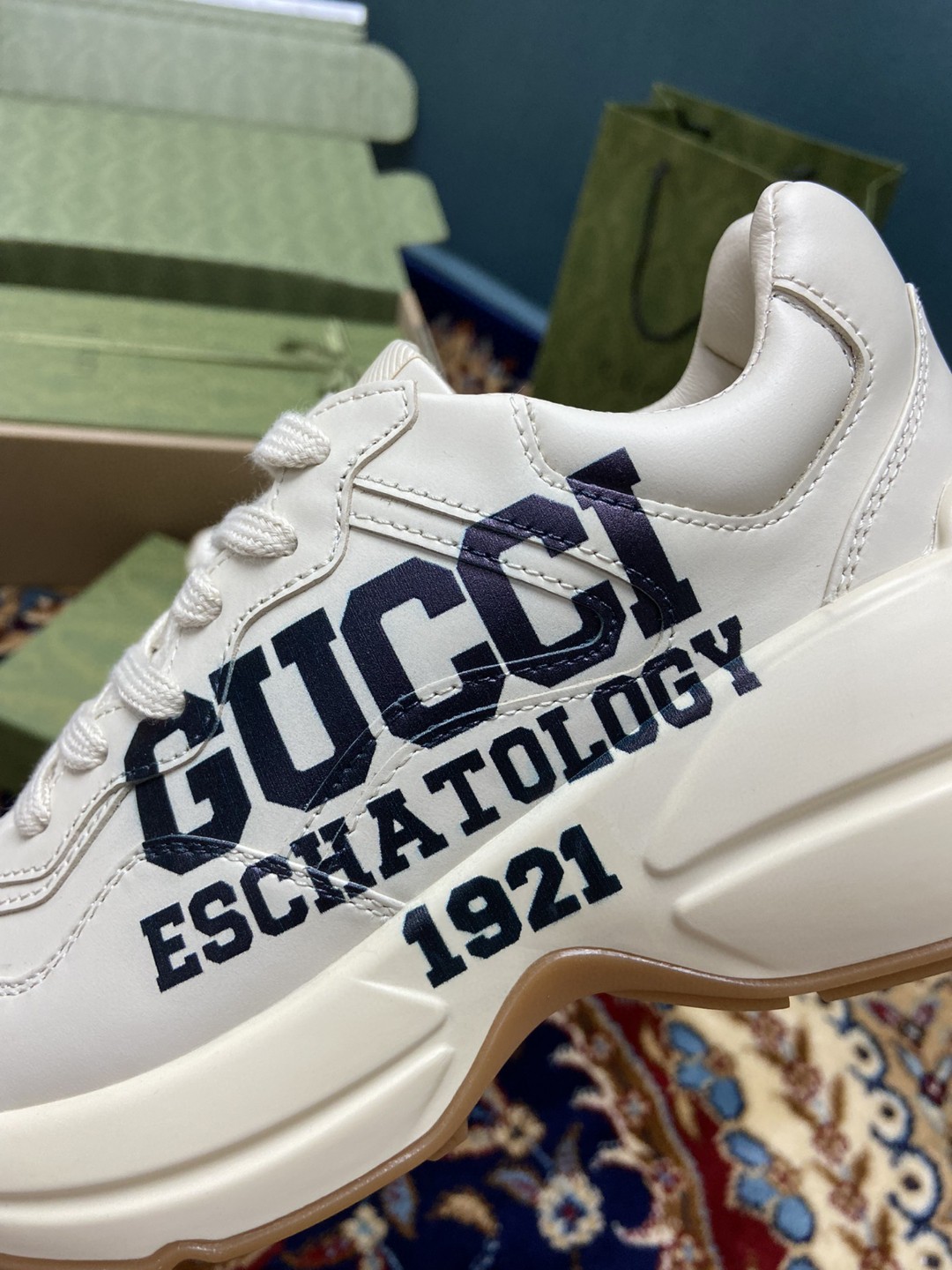 Gvc*1 Men’s Rhyton Sneakers With 25 White Ivory For Men 663339 2SH00 9522