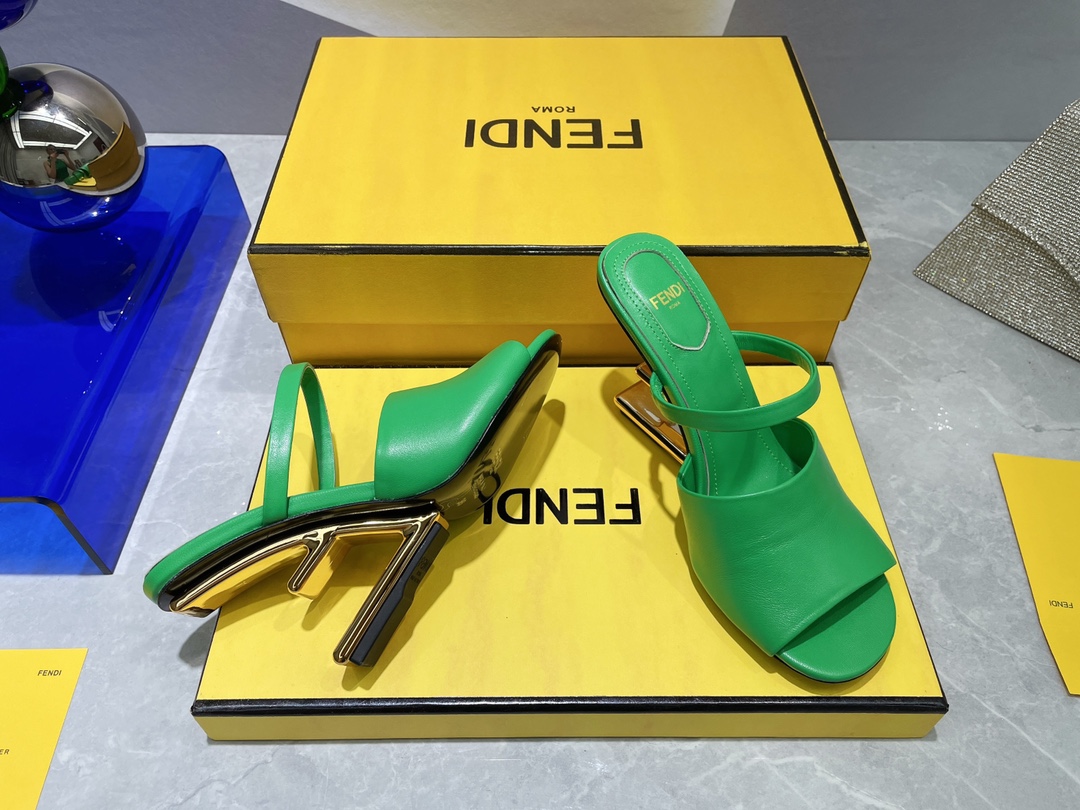 F**di First Green High-Heeled Sandals For Women