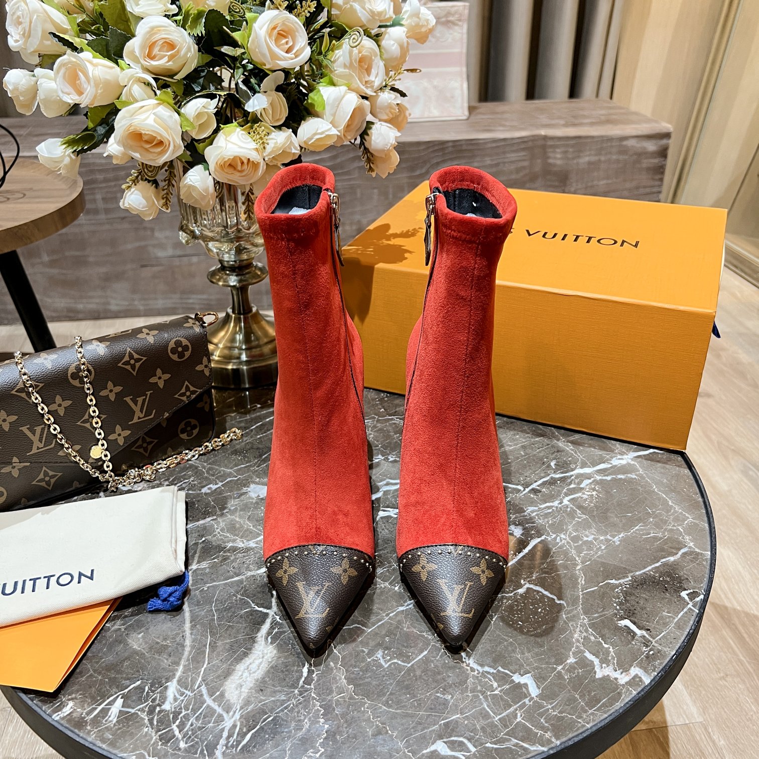L0vis Vvtt0n Women’s Cherie Ankle Boots Red For Women LV