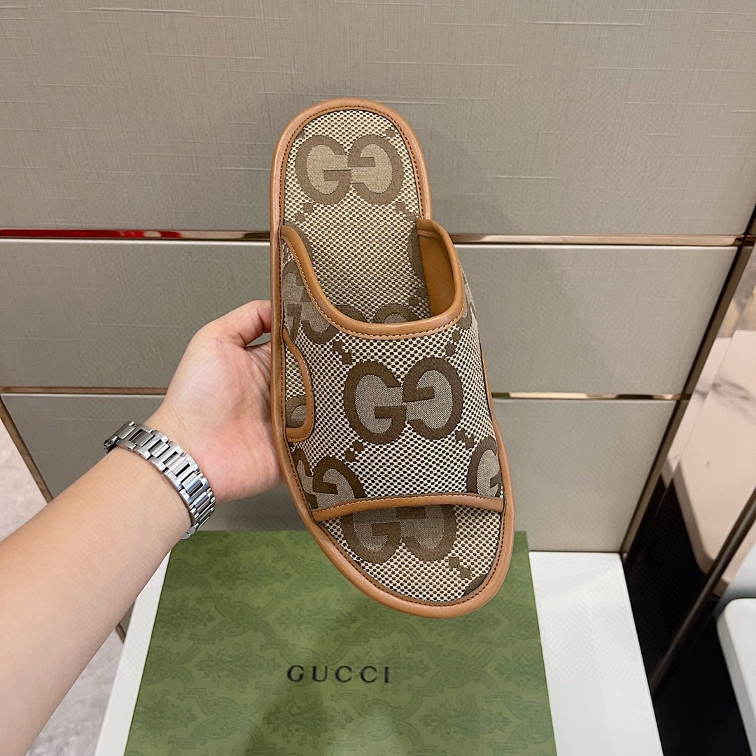 Gvc*1 Men’s Maxi GG Svp*me Slide Sandal Brown And Beige For Men 624879