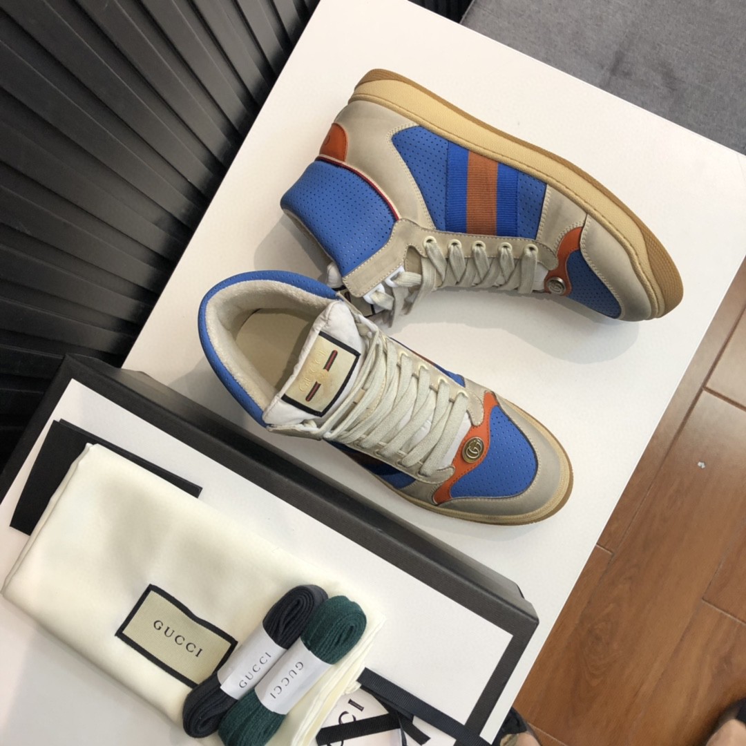 Gvc*1 Women’s Screener Distressed High Top Beige Blue For Women 563730