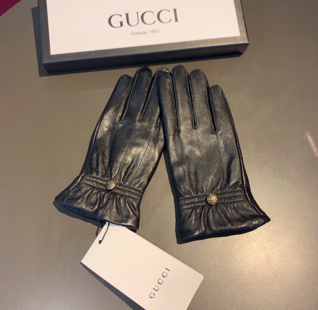 Gvc*1 Gloves With Signature Double G Motif In Black